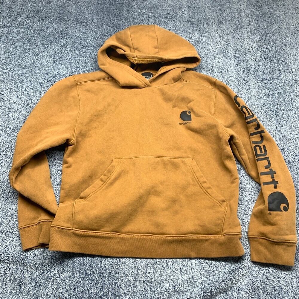 Carhartt Hoodie Youth XL 18/20 Brown Pullover Long Sleeve Hooded Sweatshirt